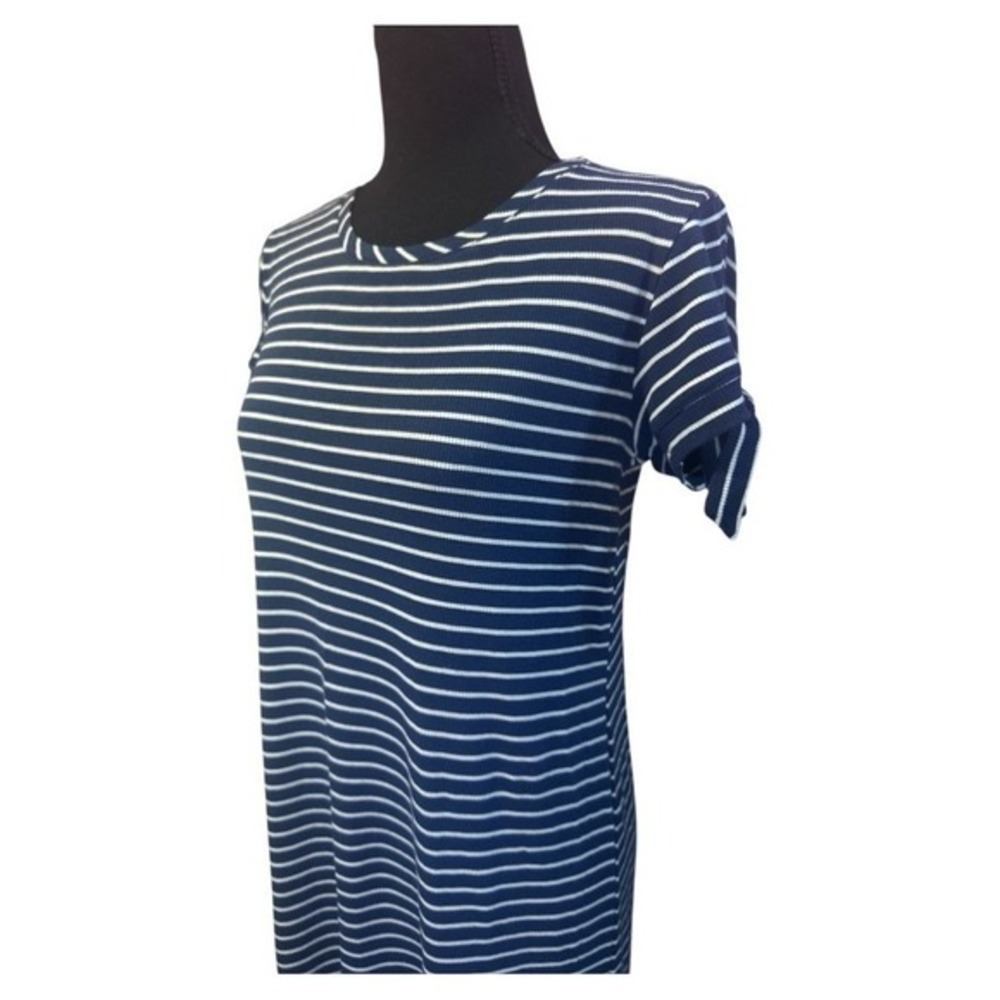 LC Lauren Conrad Navy White Striped T Shirt Dress Tie Sleeve Size‎ S